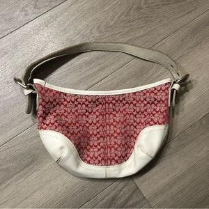 Vintage Coach Hobo Handbag Shoulder Bag Leather and Canvas Mix